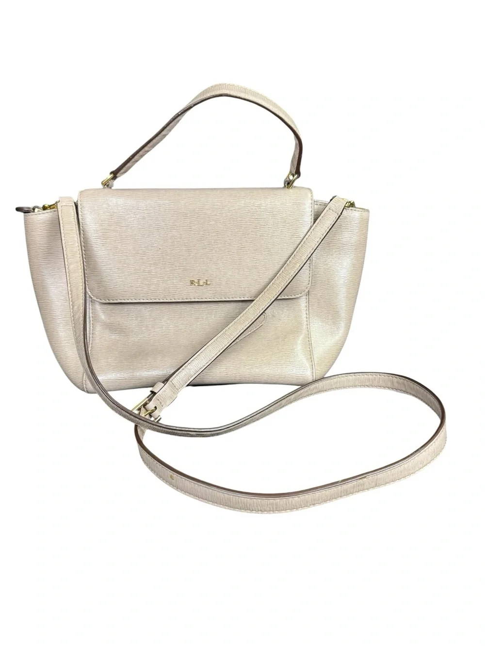 Ralph Lauren Cream Leather Top-Handle Crossbody
